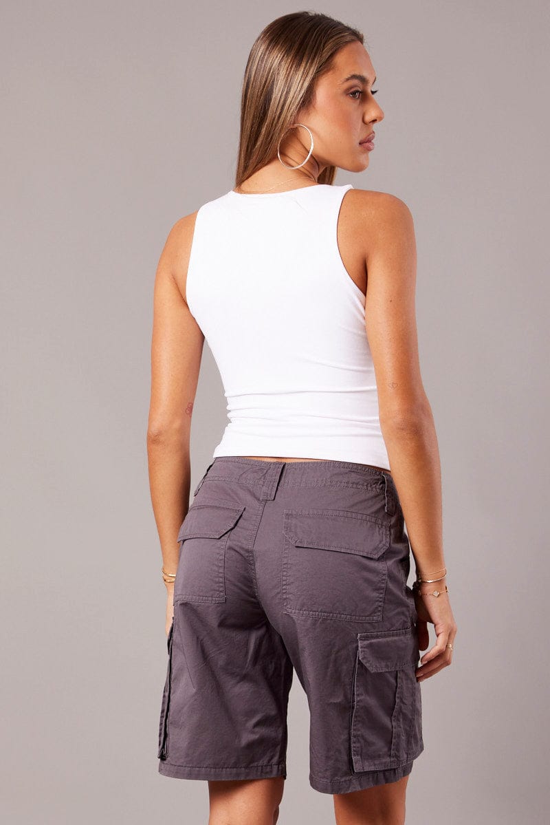Women's Grey Low Waist Cargo Short Shorts – IRHAZ