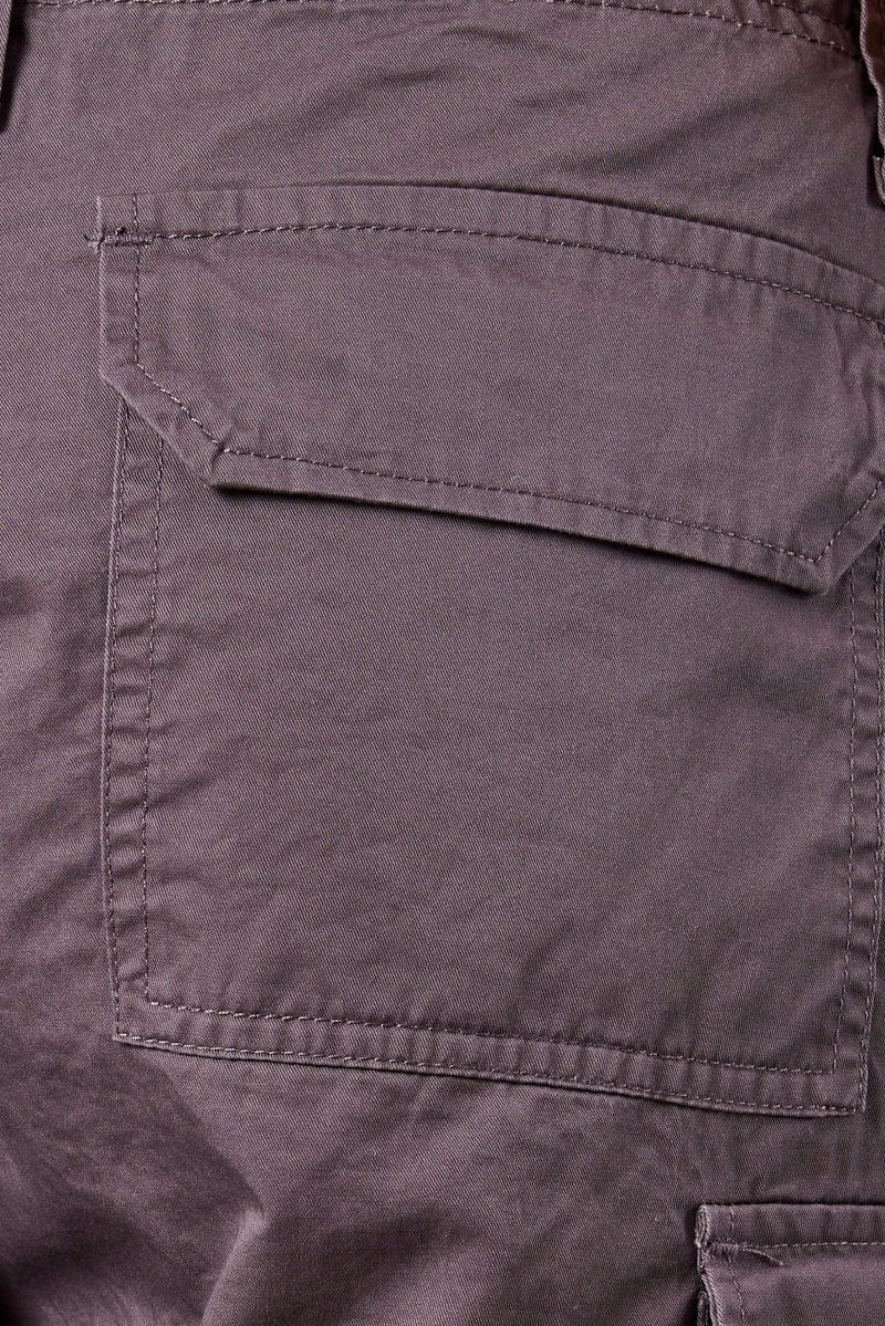 Grey Cargo Shorts Low Rise for Ally Fashion