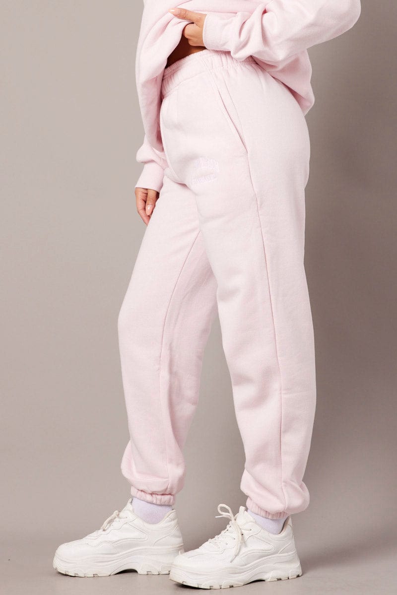 Pink Track Pants High Rise for Ally Fashion