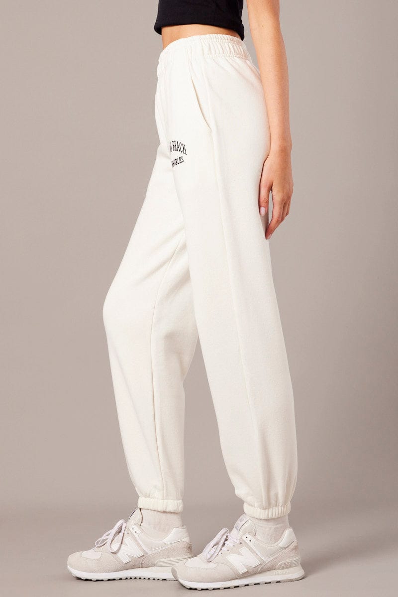 White Track Pants High Rise for Ally Fashion