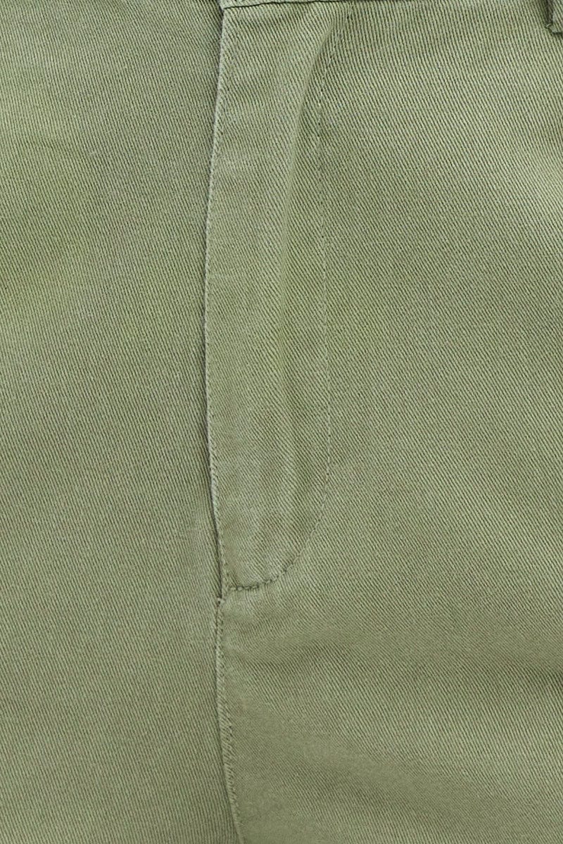 Green Wide Leg Pants Cargo Pockets for Ally Fashion