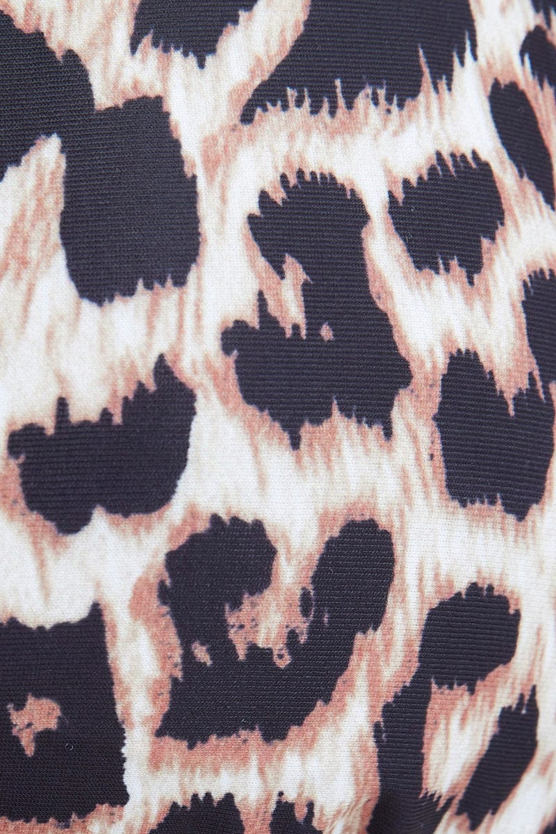 Beige Animal Print Wrap Around Bikini Set with Ring Detail for Ally Fashion