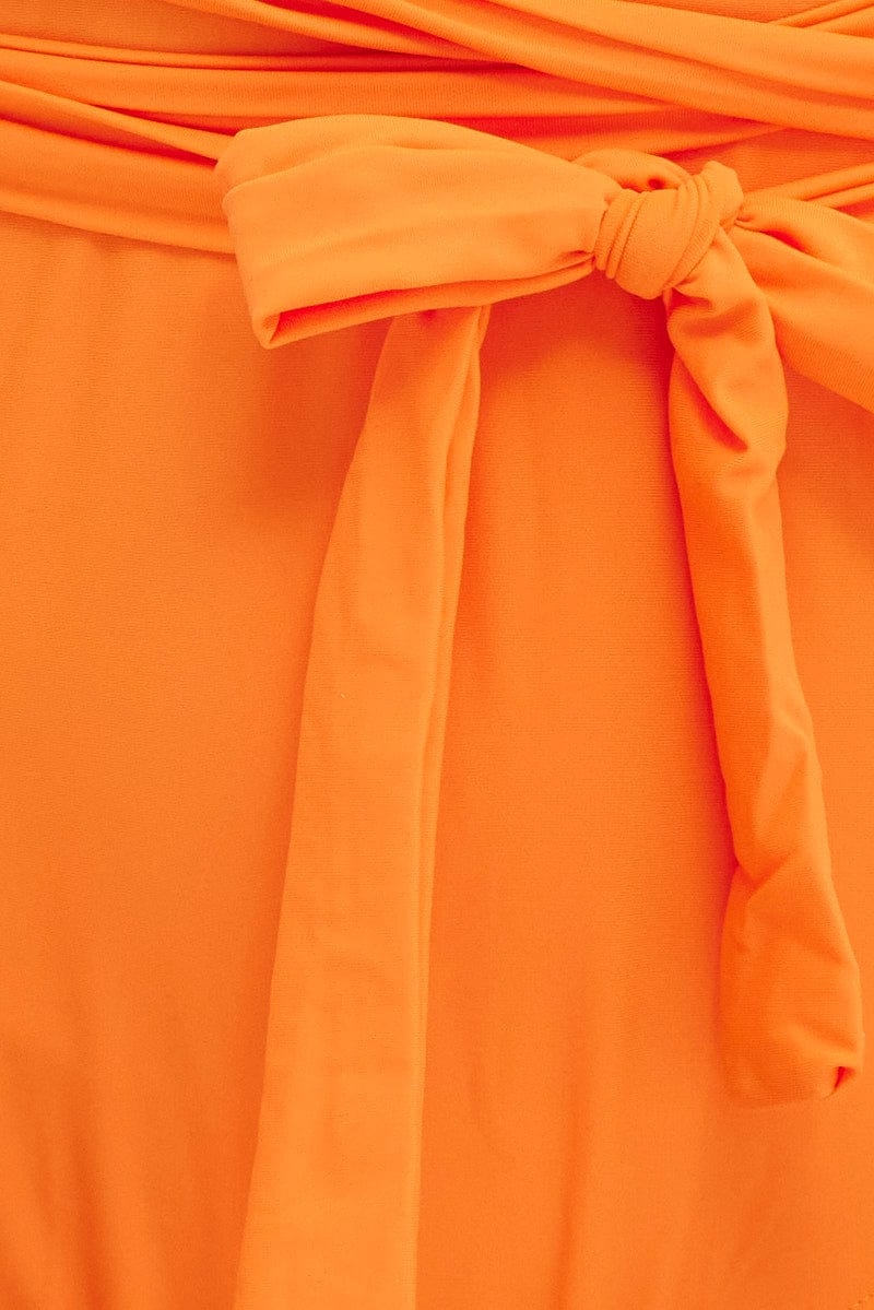 Orange Animal Print Wrap Around One Piece Swimsuit for Ally Fashion