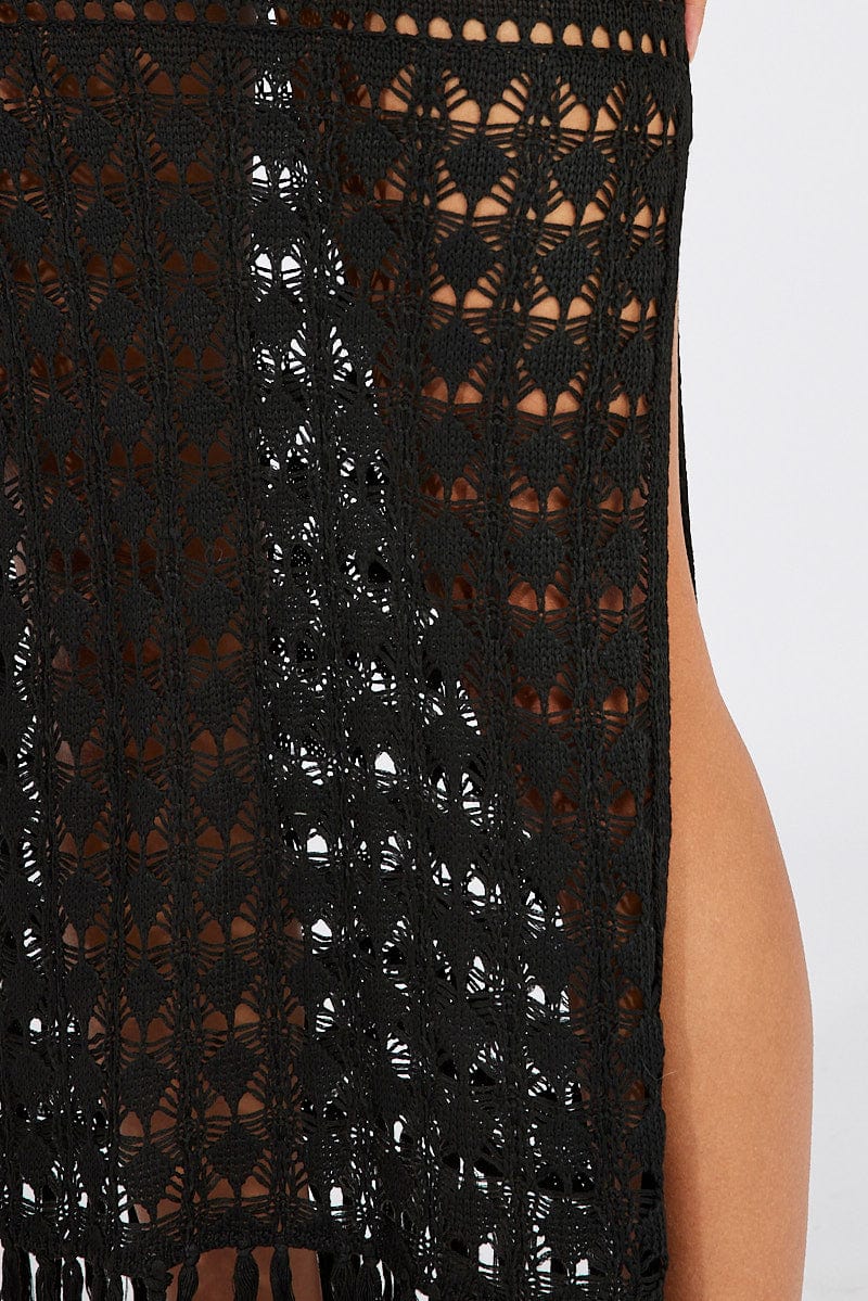 Black Beach Crochet Maxi Skirt for Ally Fashion