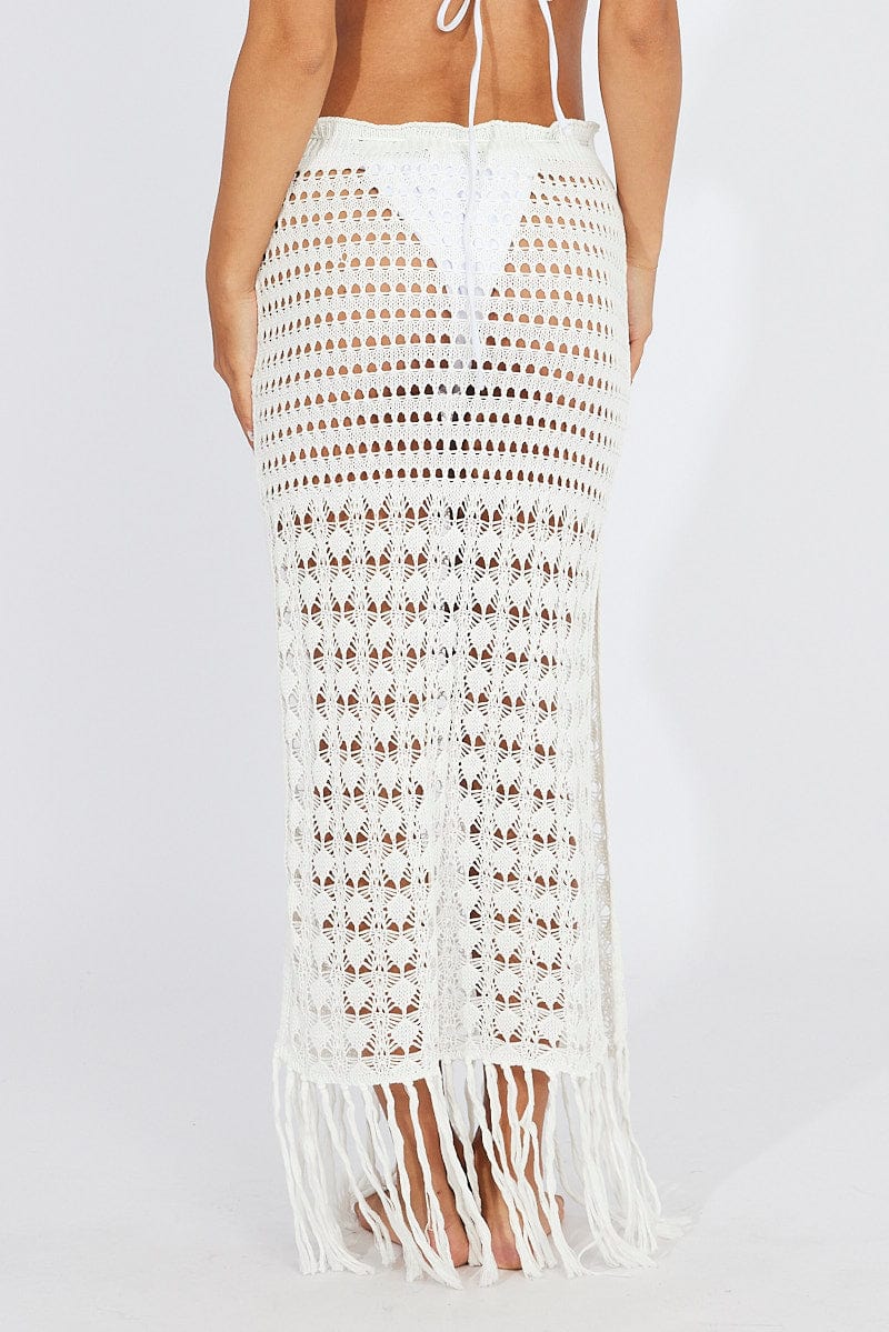 White Beach Crochet Maxi Skirt for Ally Fashion