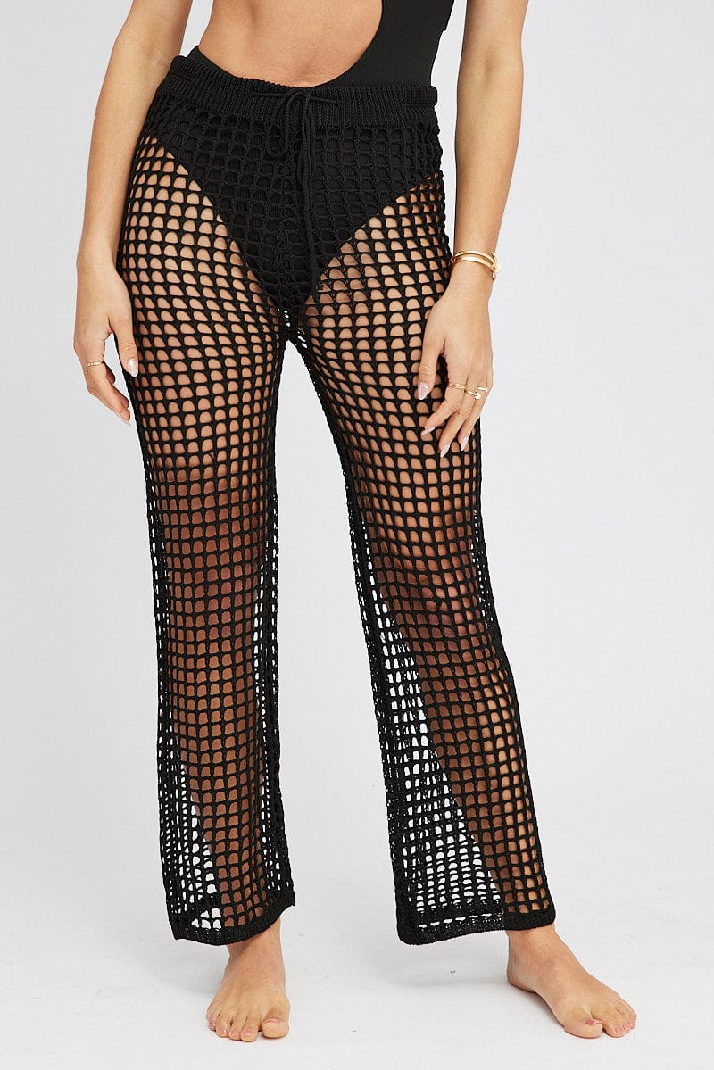 Black Crochet Beach Pants for Ally Fashion