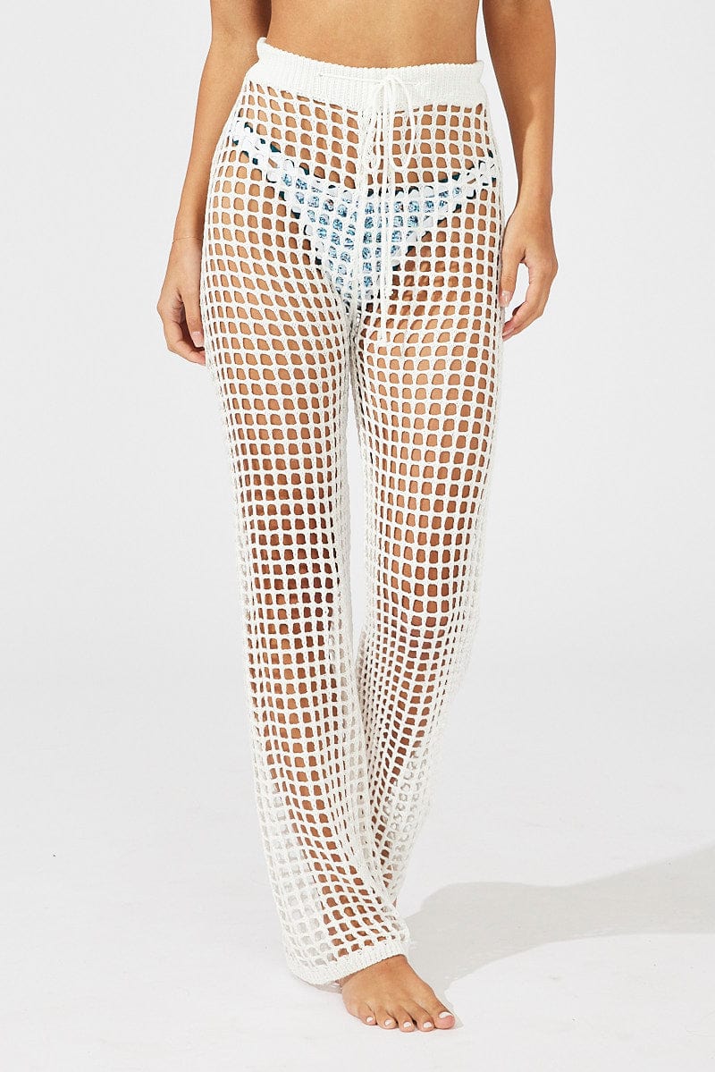 White Crochet Beach Pants for Ally Fashion
