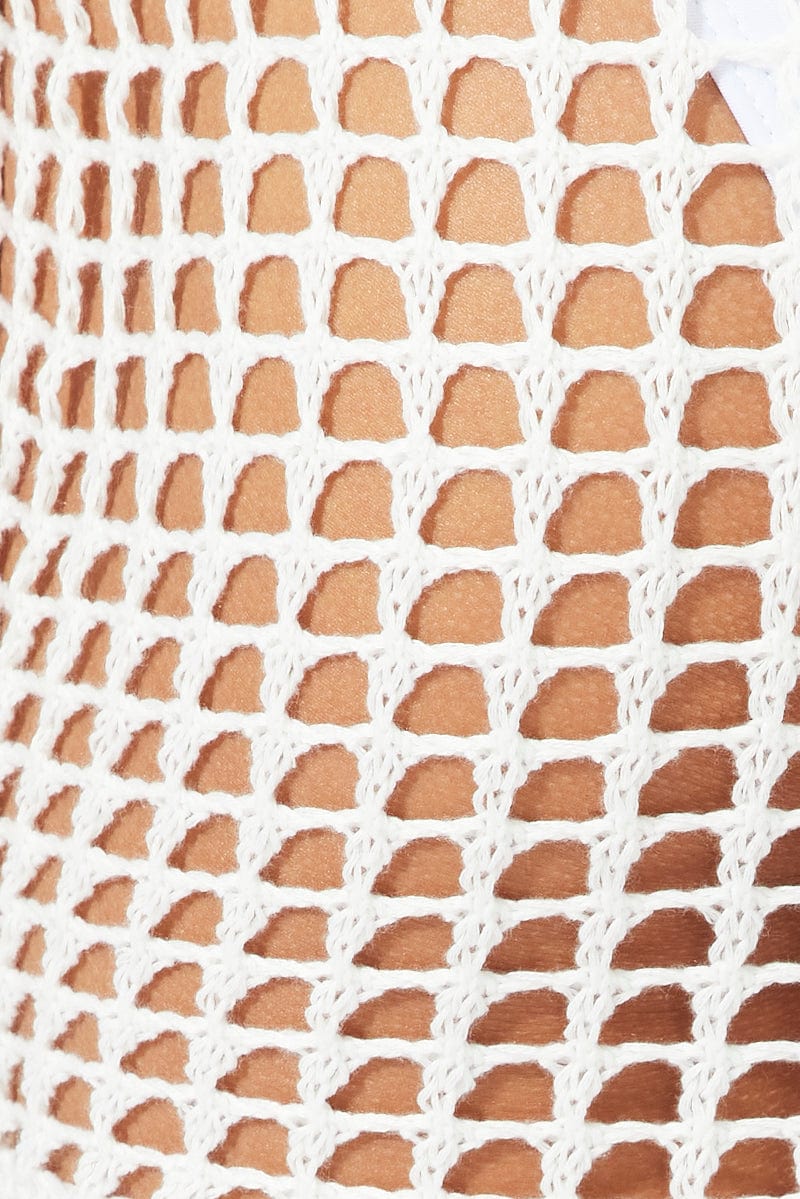 White Crochet Beach Mini Skirt for Ally Fashion
