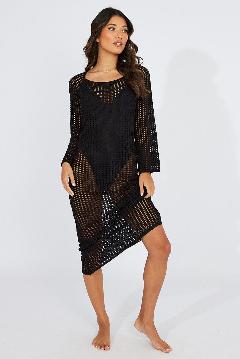 Long Black Knitted Beach Dress Crochet Beach Dress Babetta, Black --56% Long Black Knitted Beach Dress Crochet Beach Dress Babetta, Black --56%