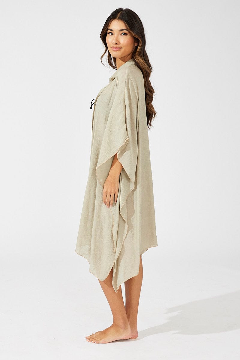 Beige Oversize Beach Shirt for Ally Fashion