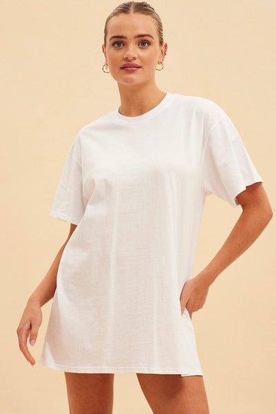 White Jamie Oversized T-Shirt Dress | Ally Fashion White Jamie Oversized T-Shirt Dress | Ally Fashion