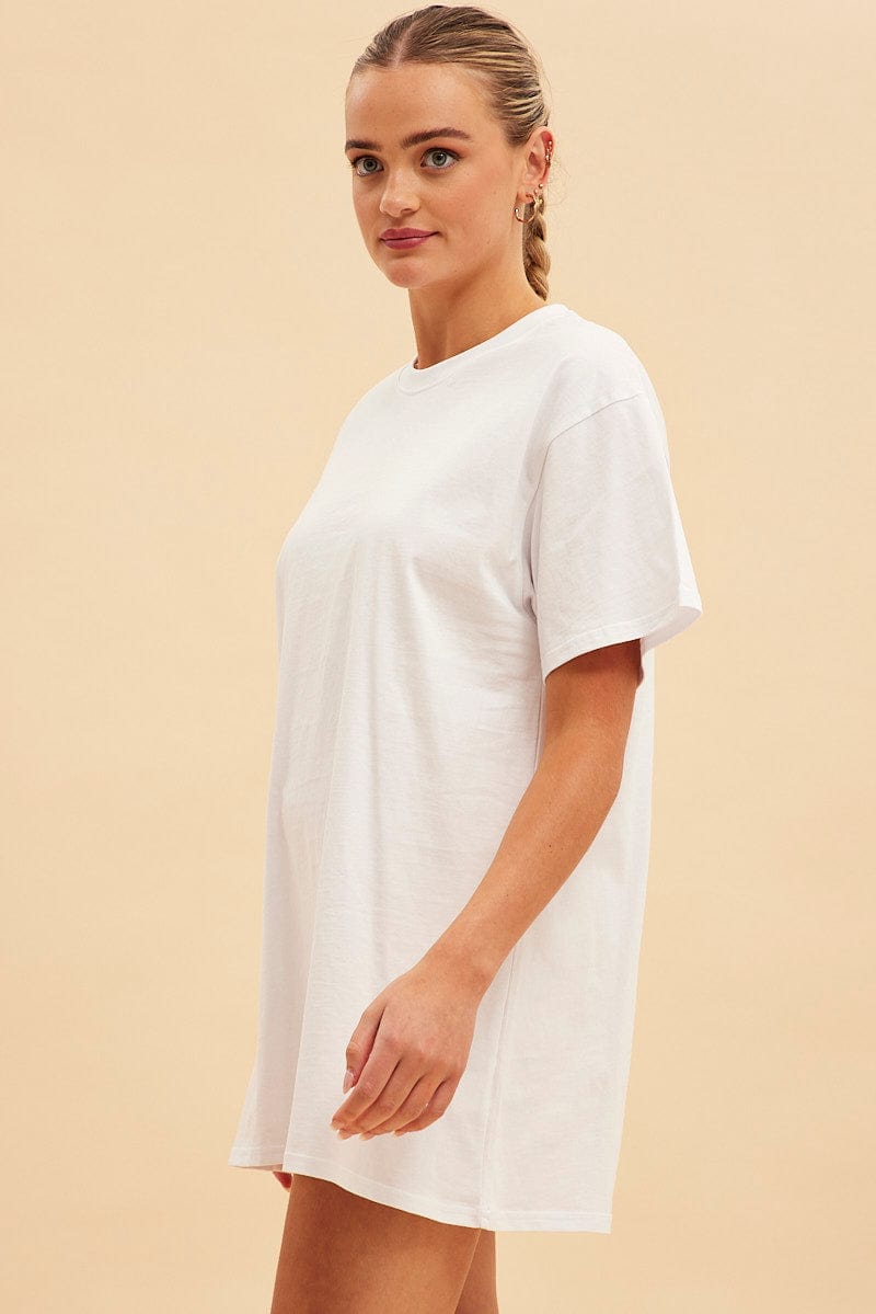 White Jamie Oversized T-Shirt Dress for Ally Fashion