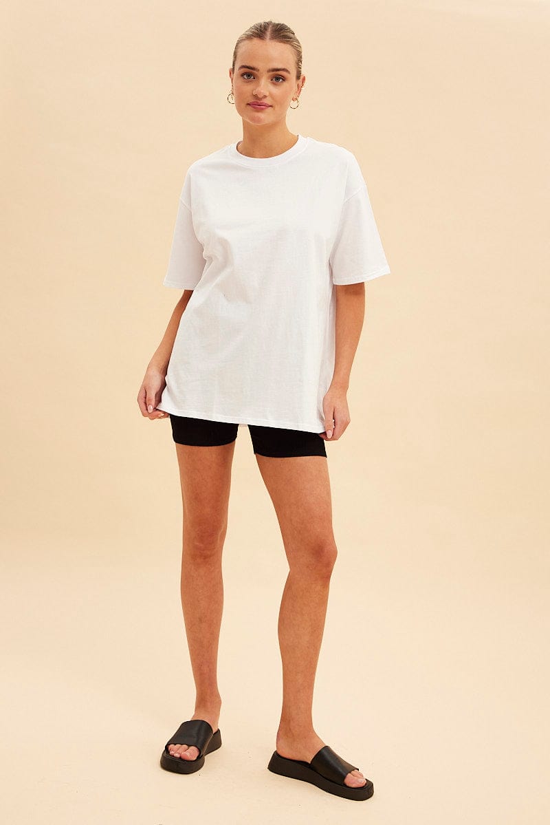 White Jamie Cotton Jersey Crew Neck Oversized T-Shirt for Ally Fashion