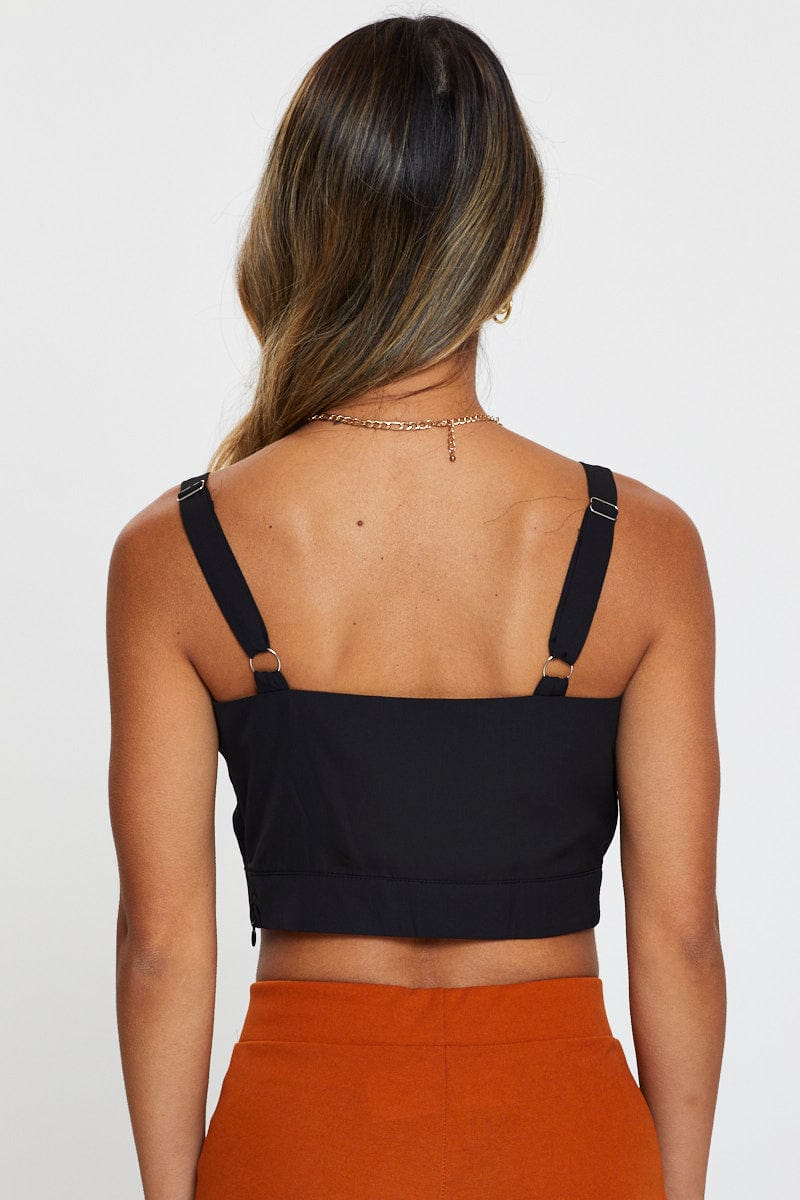 CAMI Black Crop Top Sleeveless for Women by Ally