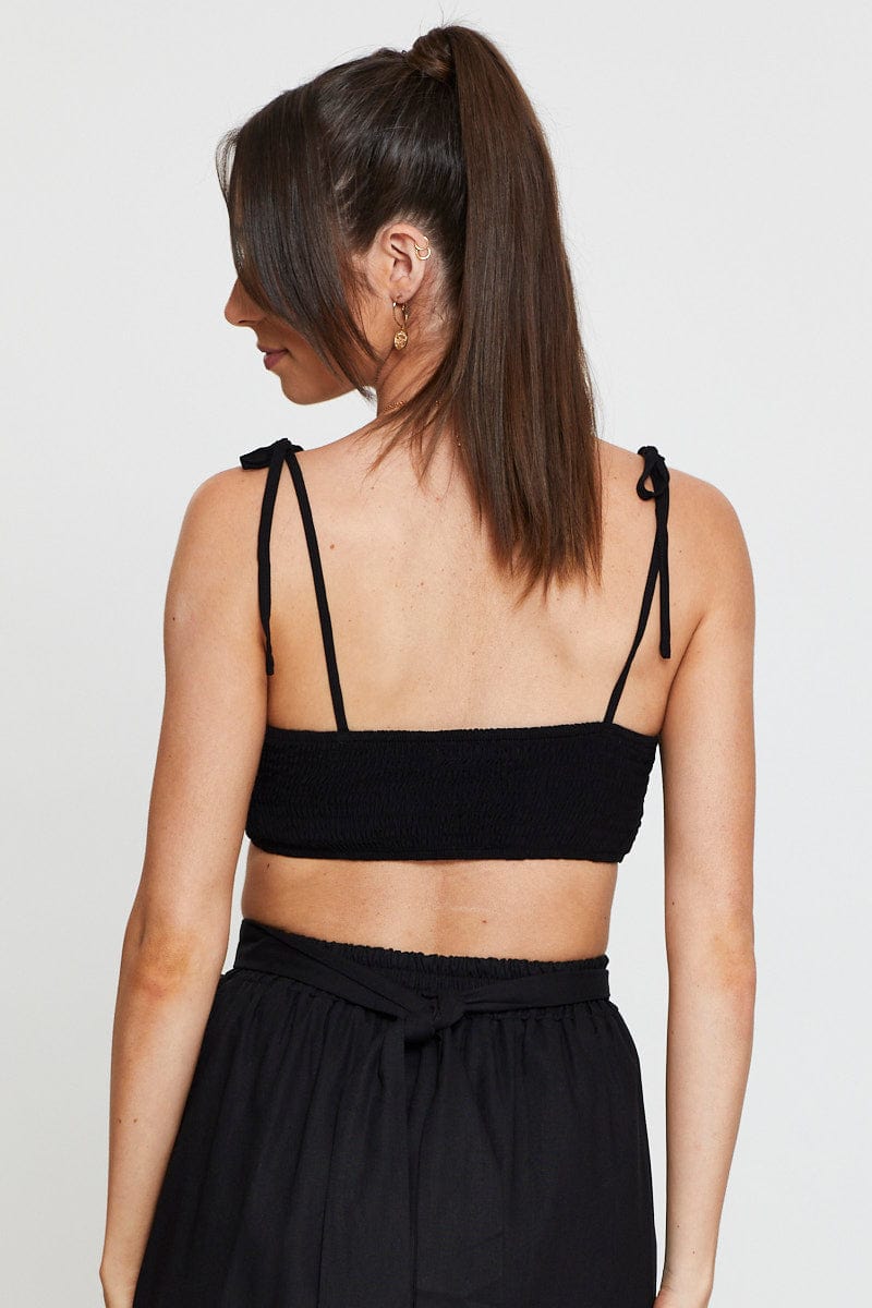 CAMI Black Crop Top Sleeveless for Women by Ally