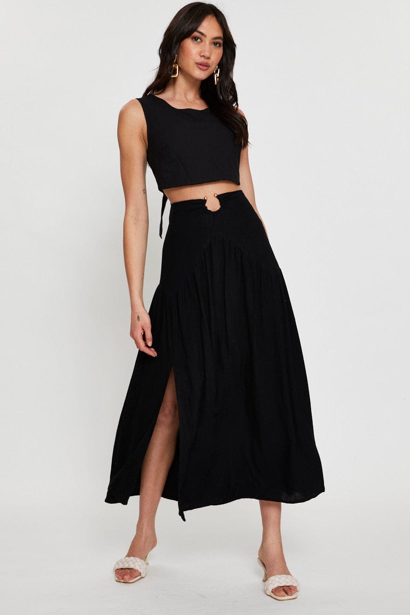 CAMI Black Tie Back Crop Top for Women by Ally