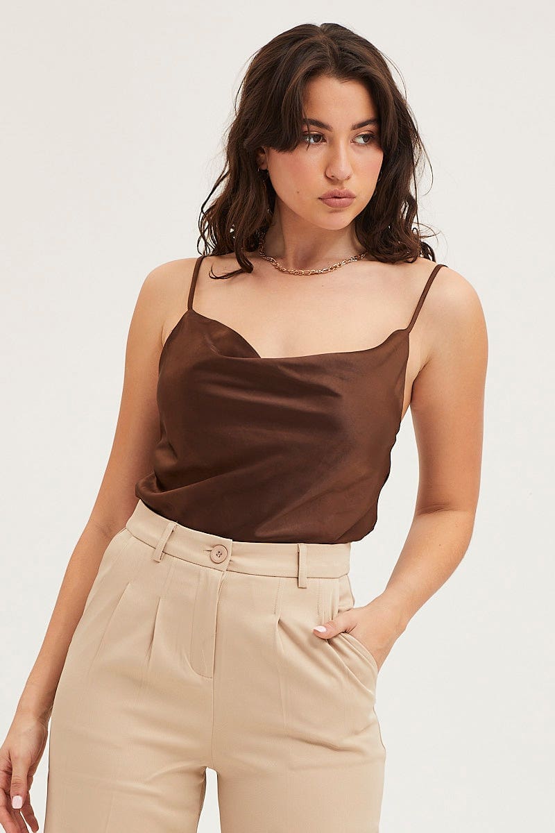 CAMI Brown Cami Top for Women by Ally