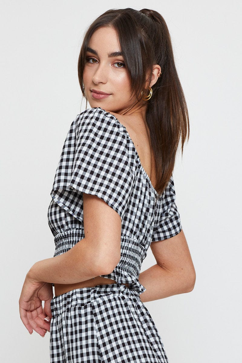 CAMI Check Crop Top Off Shoulder for Women by Ally