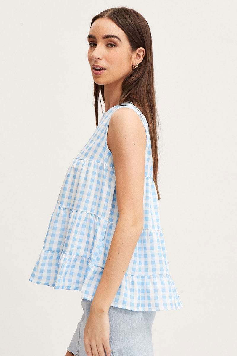 CAMI Check Tiered Top Sleeveless for Women by Ally