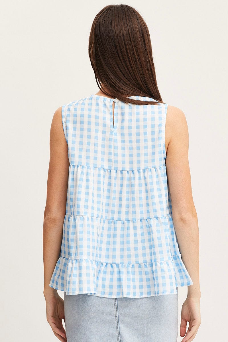 CAMI Check Tiered Top Sleeveless for Women by Ally