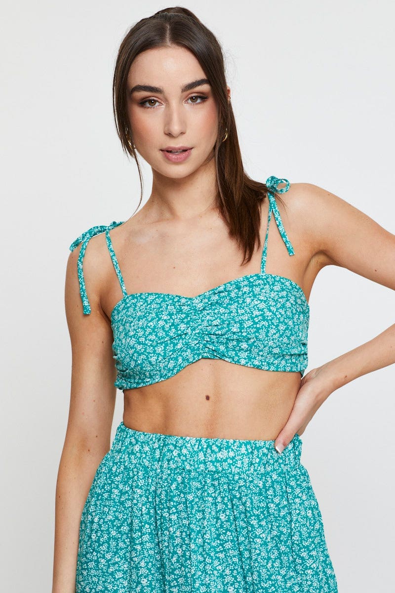 CAMI Floral Print Crop Top Sleeveless for Women by Ally