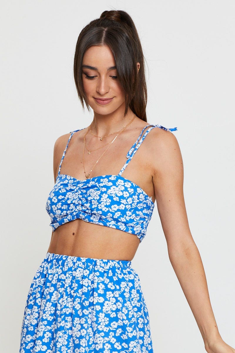 CAMI Floral Print Crop Top Sleeveless for Women by Ally