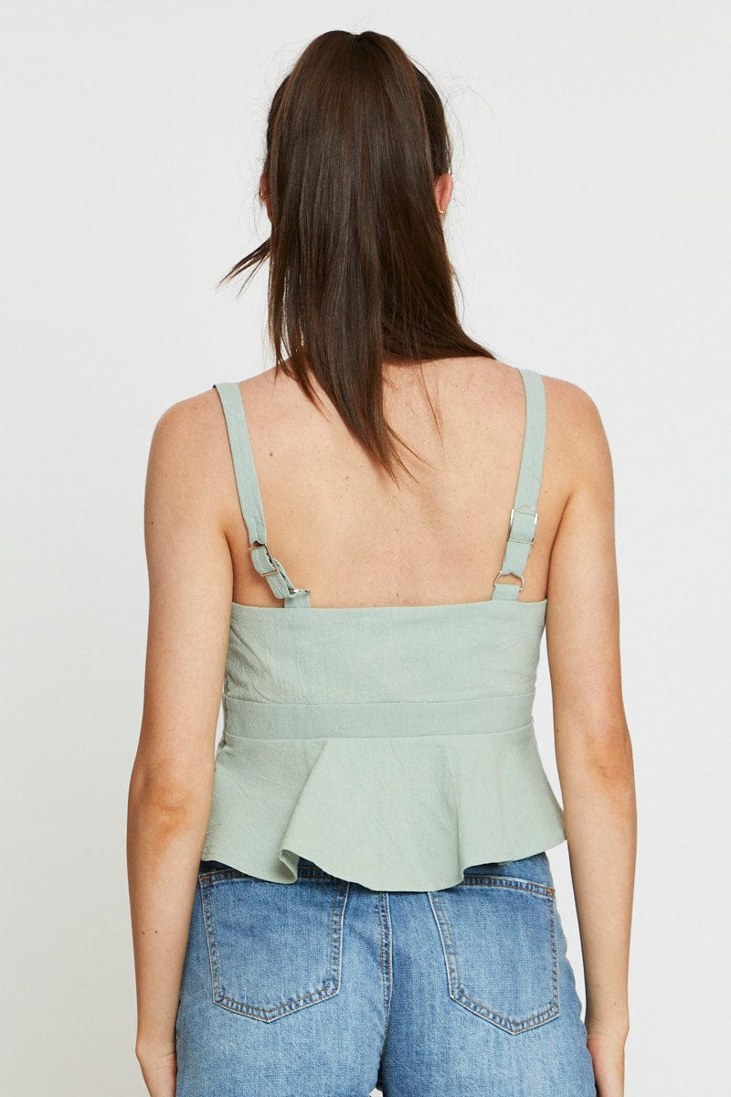 CAMI Green Peplum Top Sleeveless for Women by Ally