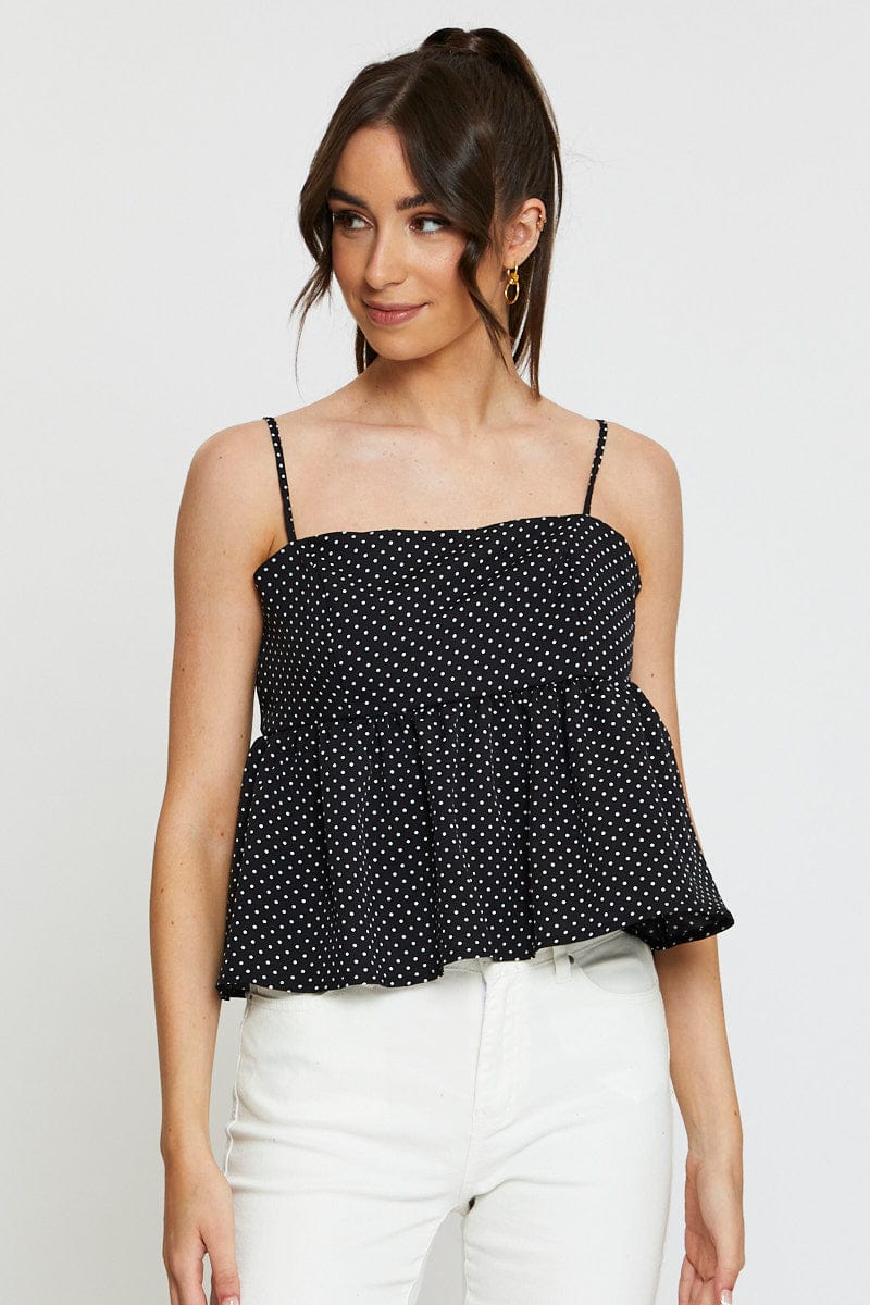 CAMI Polka Dot Cami Top Peplum for Women by Ally