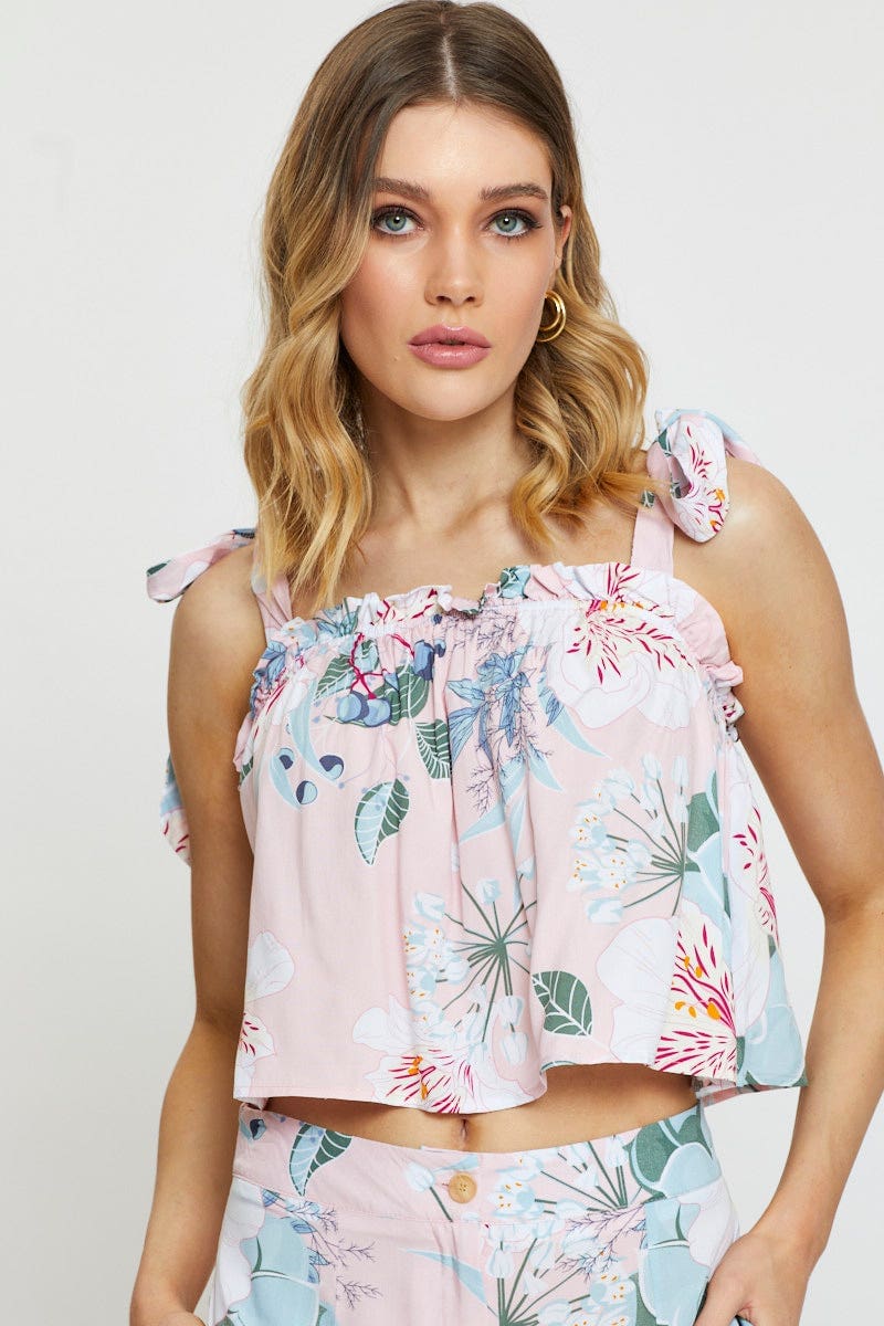 CAMI Print Cami Top Sleeveless Tie Up for Women by Ally