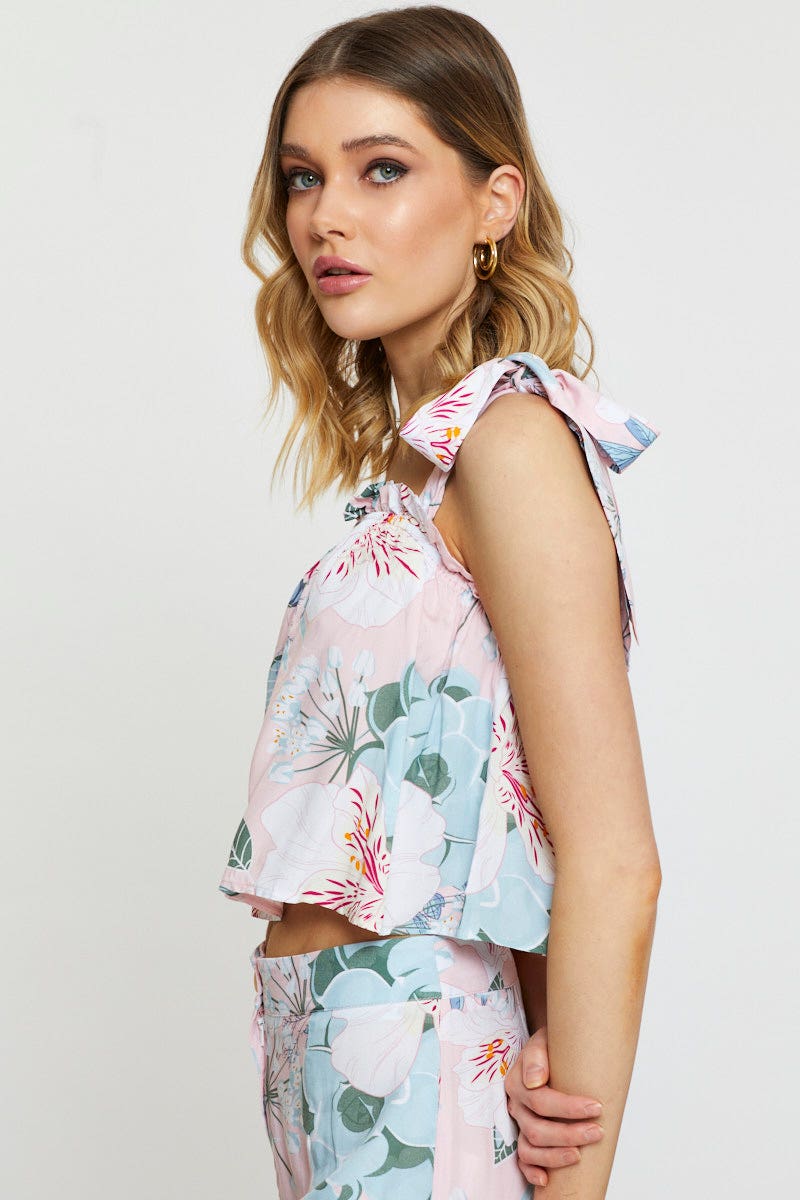 CAMI Print Cami Top Sleeveless Tie Up for Women by Ally