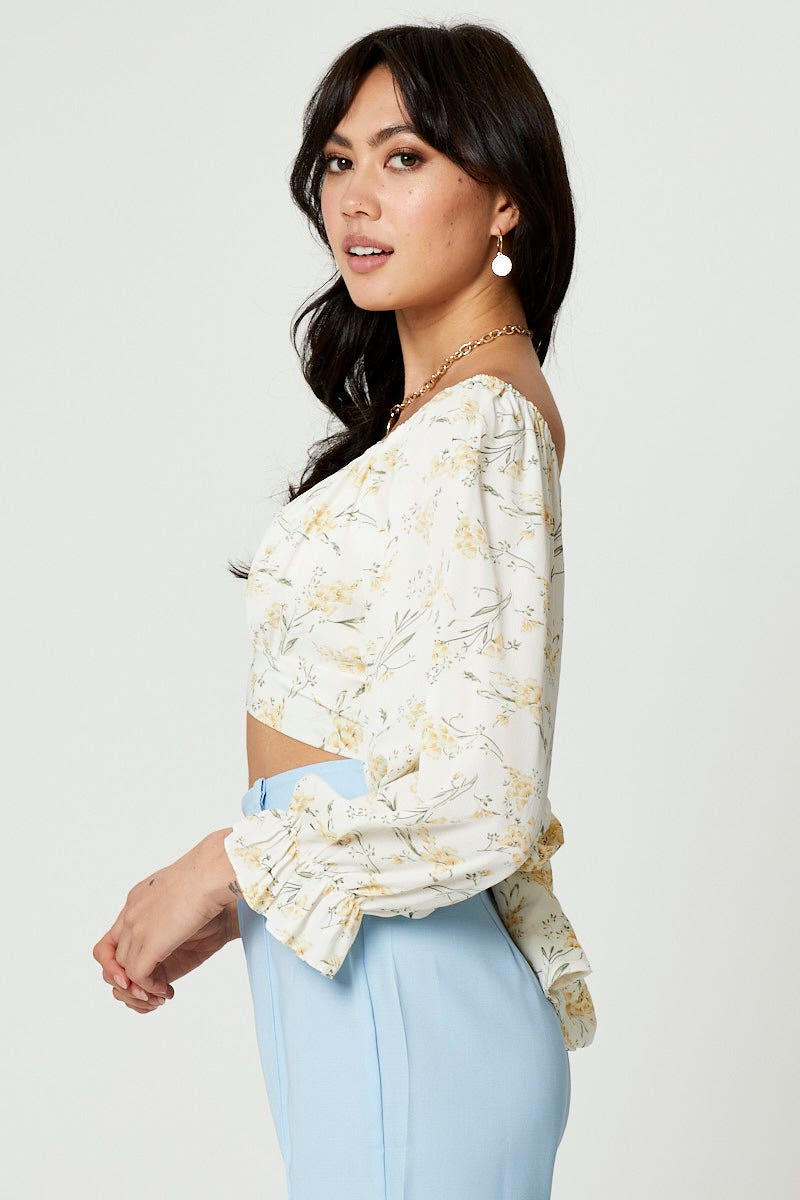 CAMI Print Tie Back Crop Top for Women by Ally
