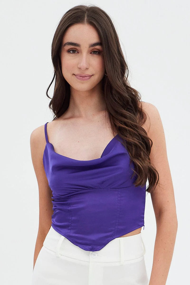 Purple satin tank deals top
