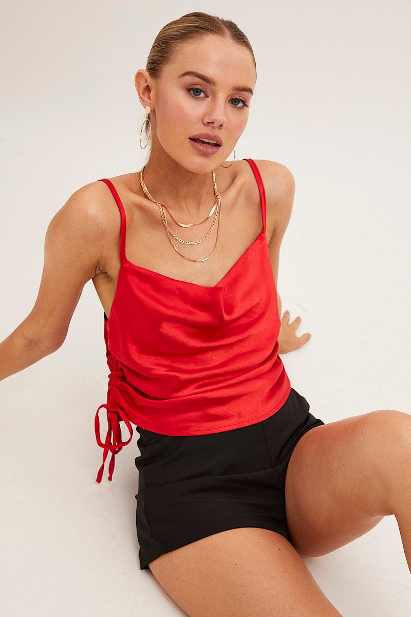 Cally Asymmetrical Cami Top - Red – PUBLIK