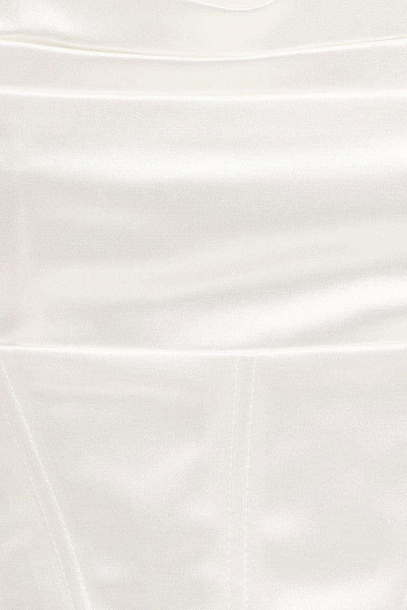 CAMI White Corset Top Sleeveless Cowl Neck Diamantes Crop for Women by Ally