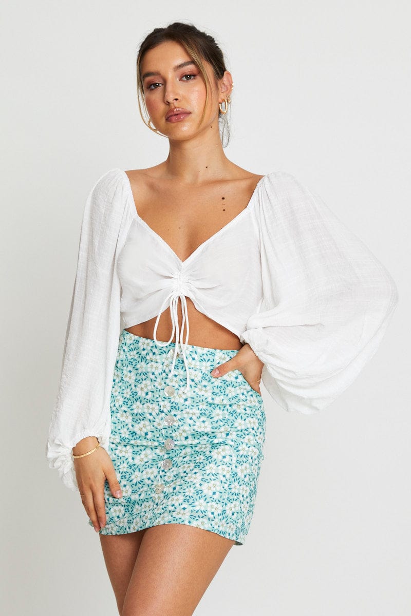CAMI White Crop Top Long Sleeve for Women by Ally