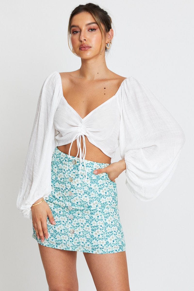 CAMI White Crop Top Long Sleeve for Women by Ally