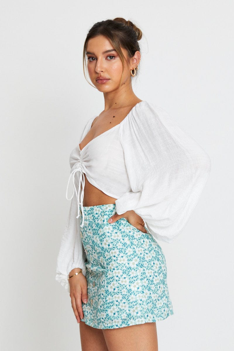CAMI White Crop Top Long Sleeve for Women by Ally