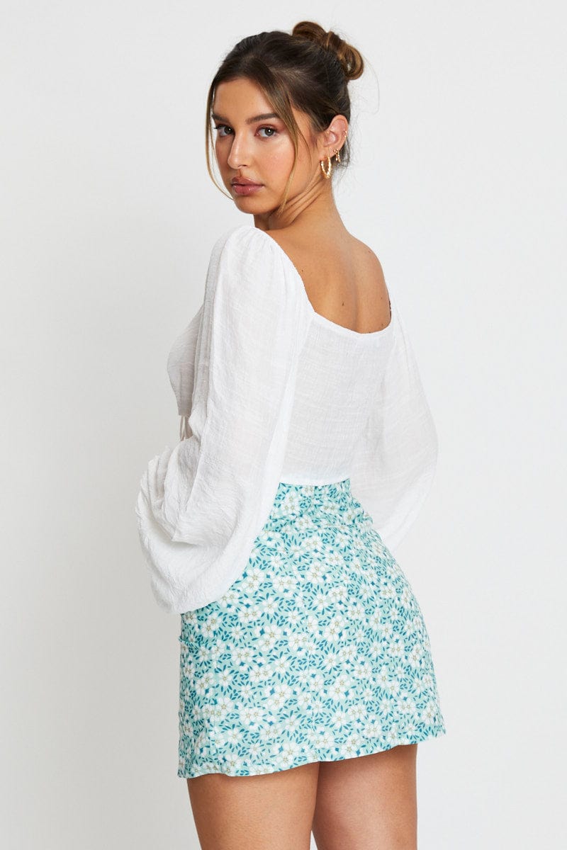CAMI White Crop Top Long Sleeve for Women by Ally