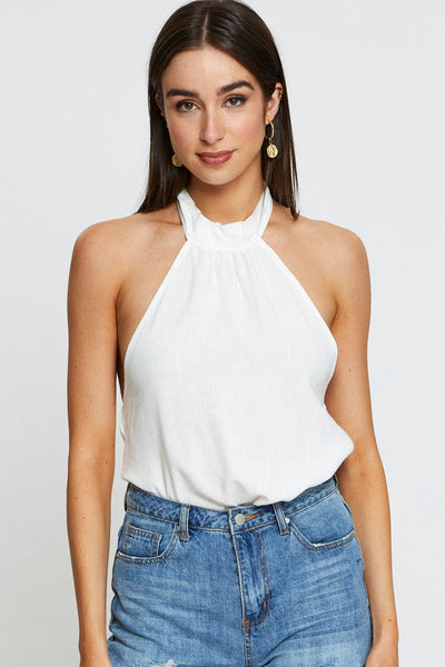 White high neck halter 2024 top