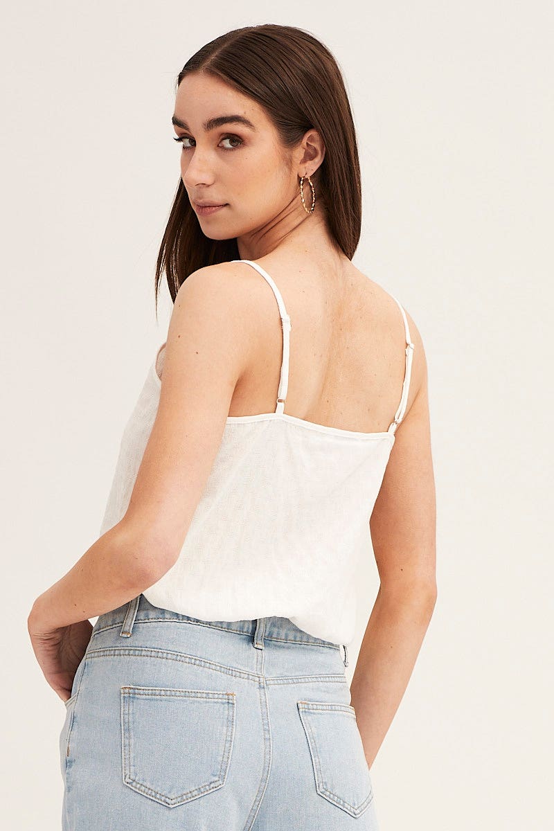 CAMI White Lace Cami Button Front for Women by Ally