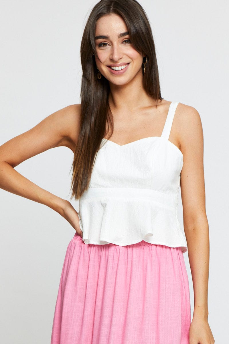 CAMI White Peplum Top Sleeveless for Women by Ally