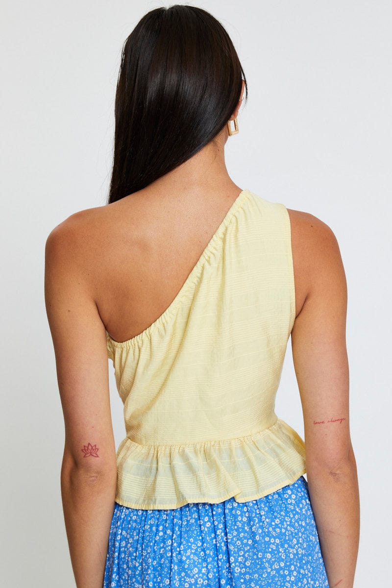 CAMI Yellow Peplum Top One Shoulder for Women by Ally