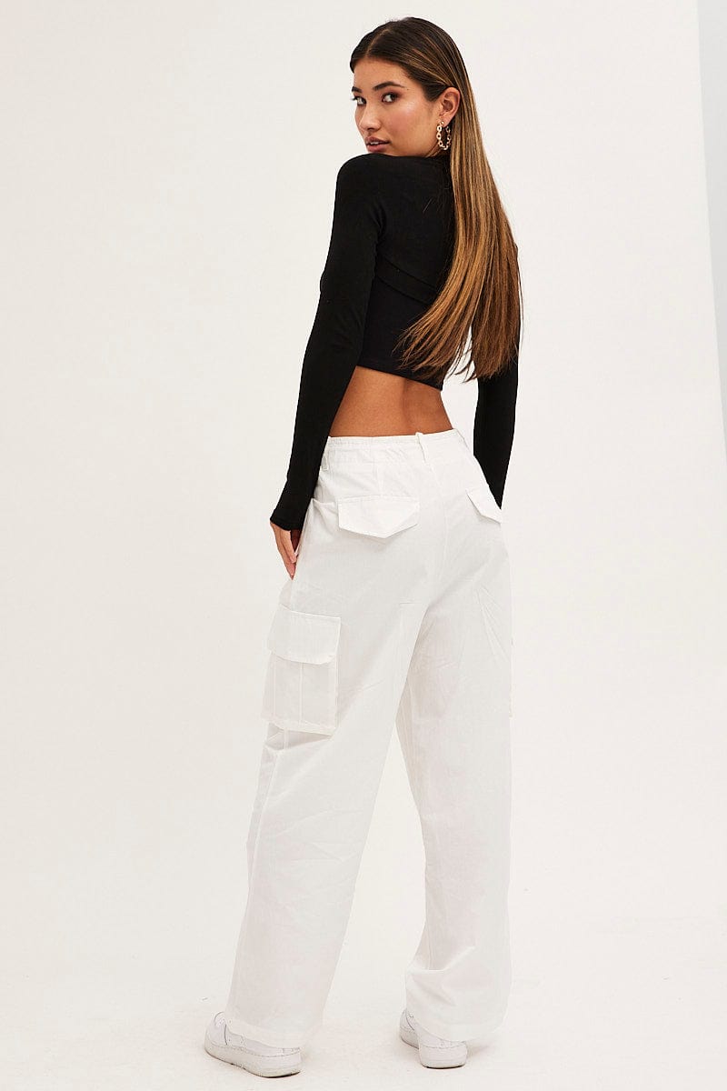 CARGO PANT White Cargo Pants Relaxed Wide Leg for Women by Ally