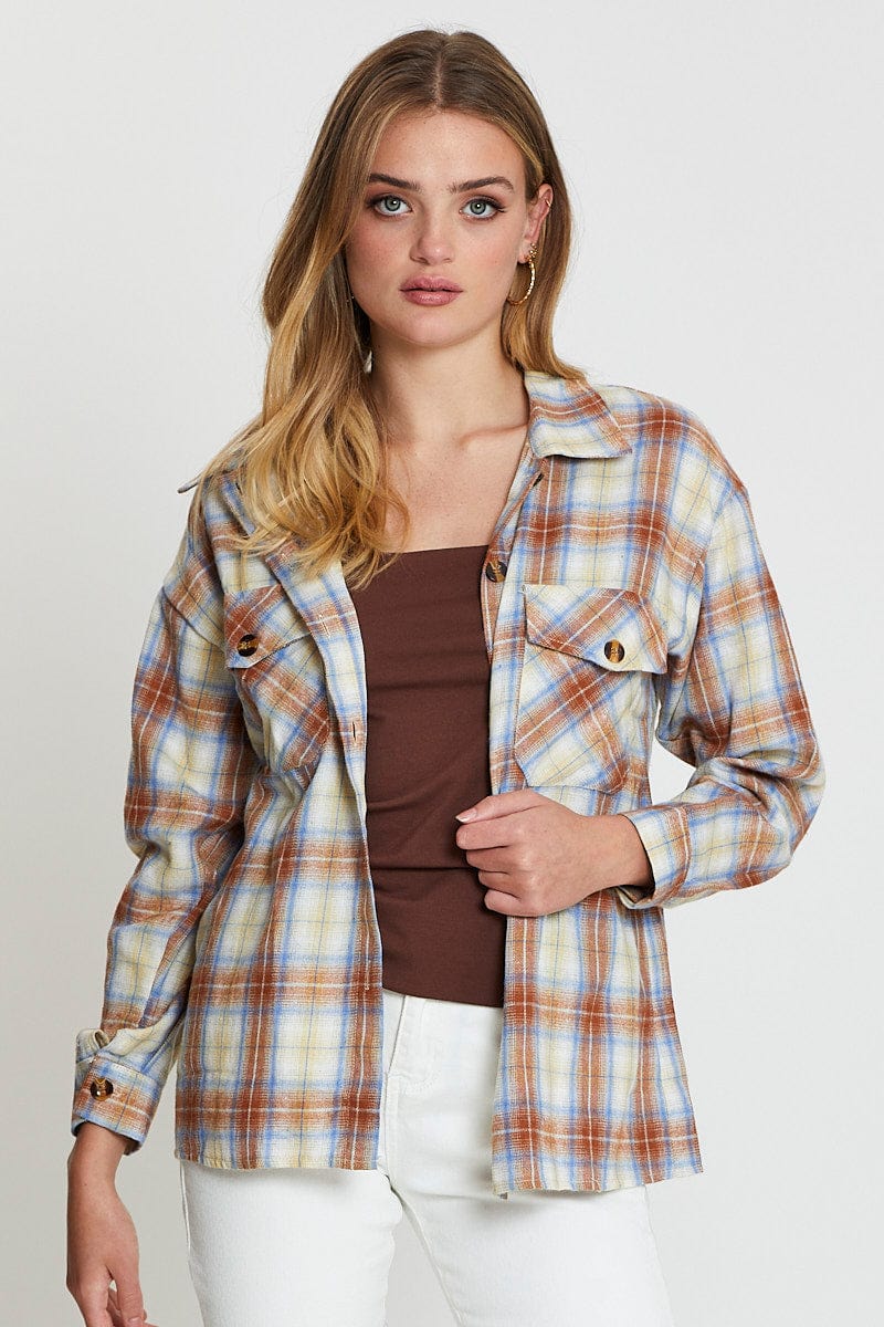 COAT Check Oversized Shacket Long Sleeve Collared for Women by Ally