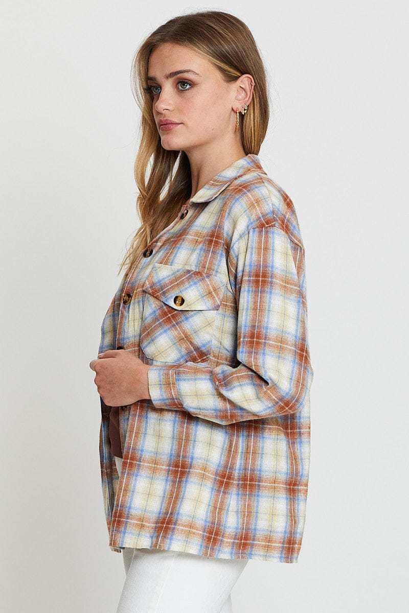 COAT Check Oversized Shacket Long Sleeve Collared for Women by Ally