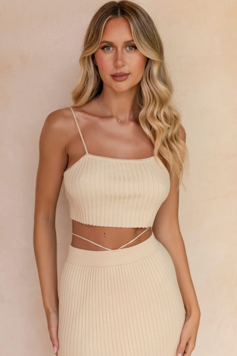 CROP KNITTED Nude Knit Top Sleeveless Crop for Women by Ally