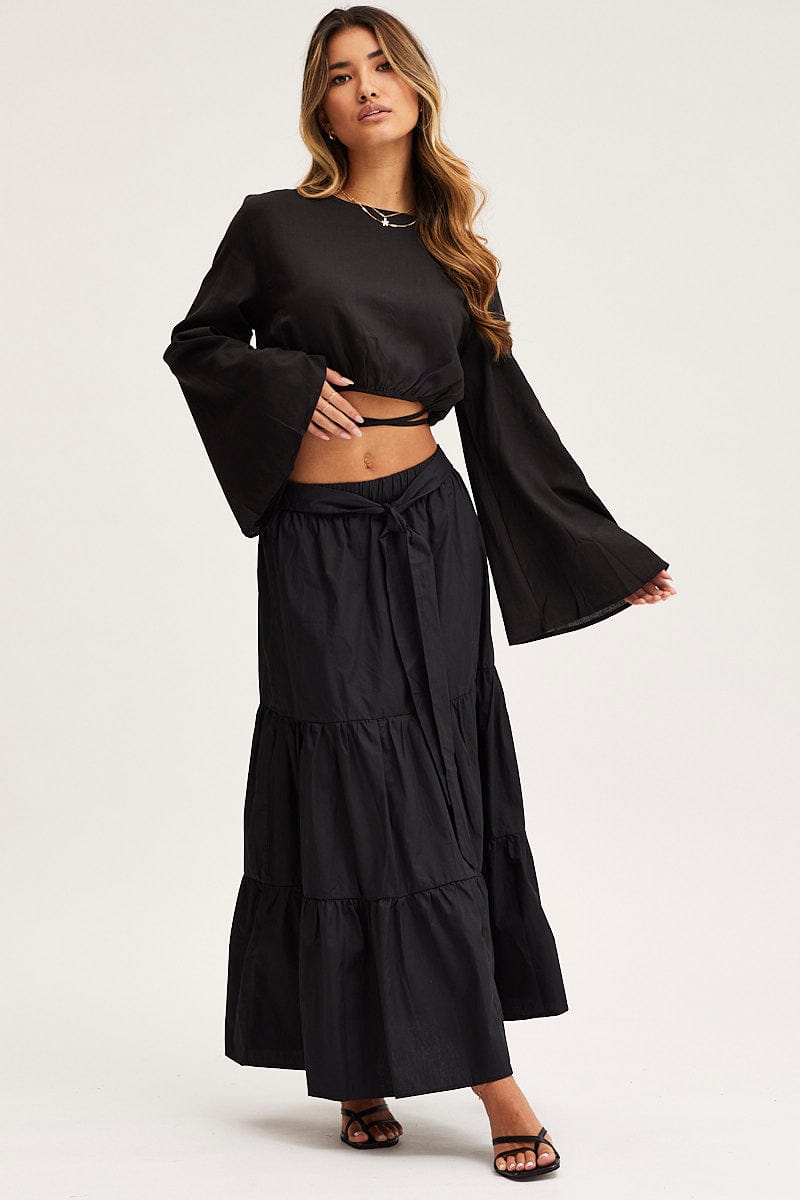 CROP TOP Black Crop Top Long Sleeve for Women by Ally