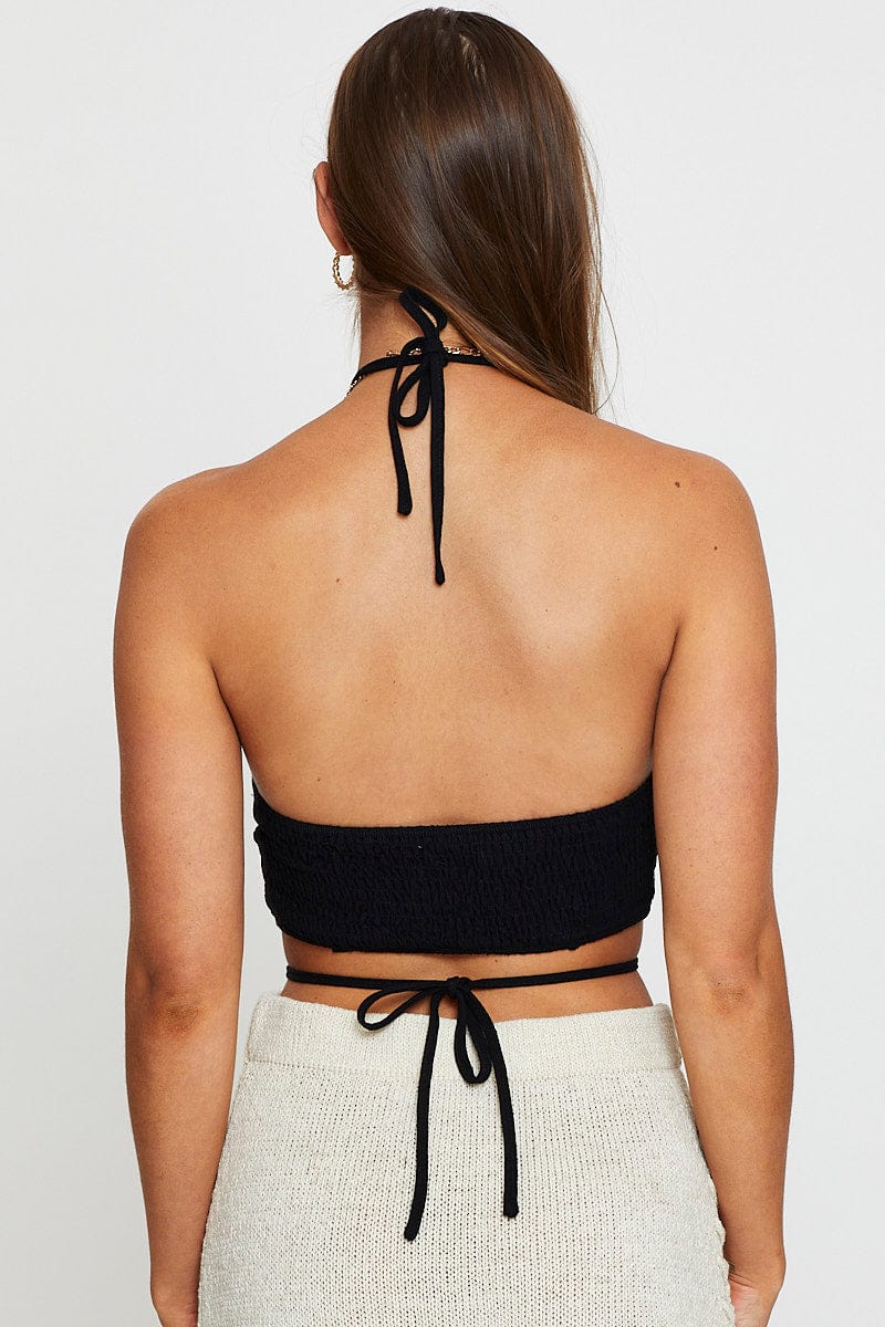 CROP TOP Black Halter Top Sleeveless for Women by Ally