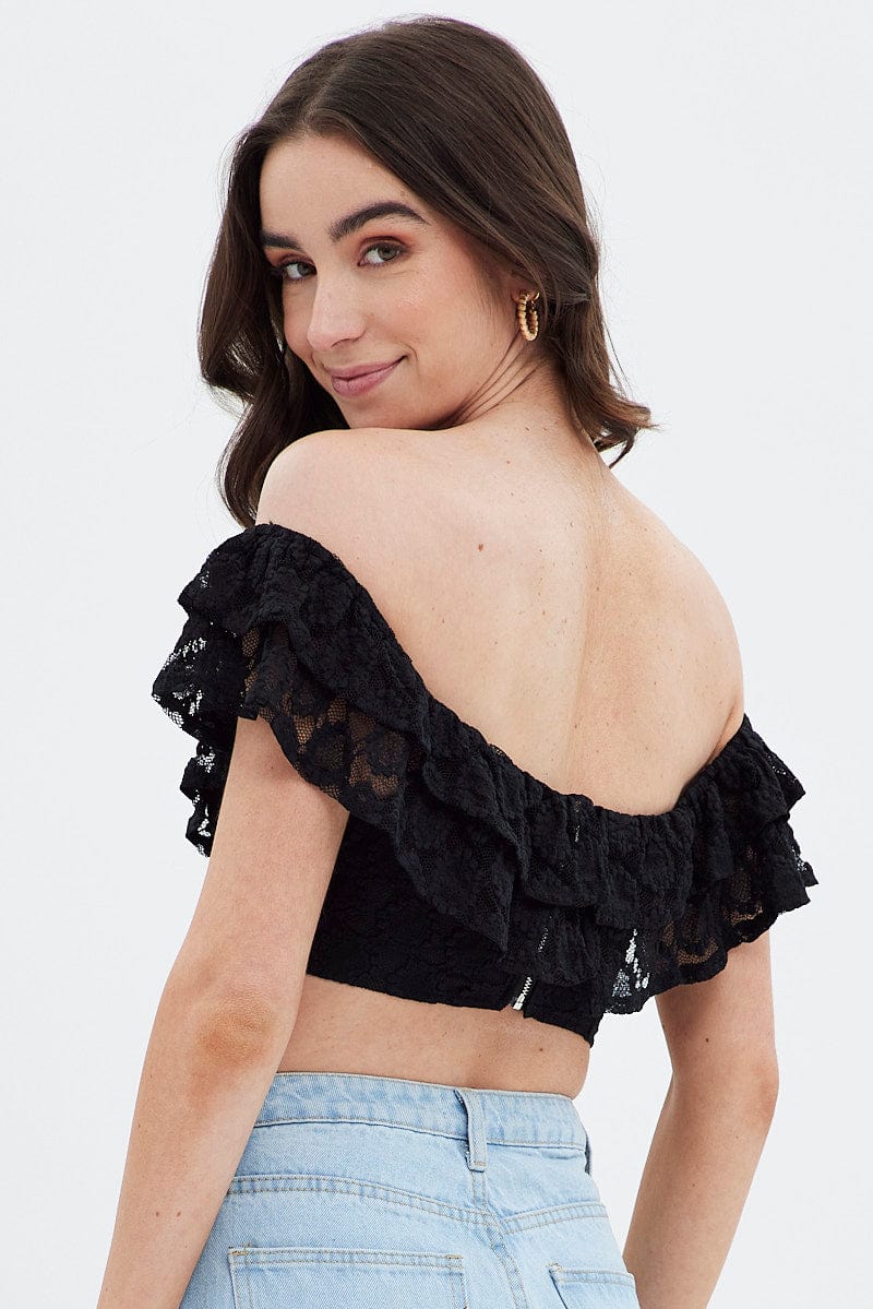 Chic Black Top - Lace Top - Crop Top - Sleeveless Lace Crop Top