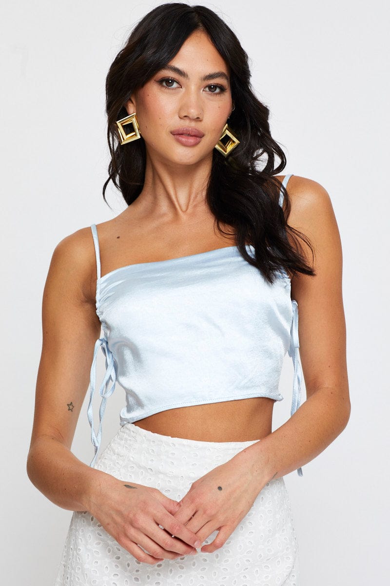 CROP TOP Blue Cami Top Sleeveless for Women by Ally